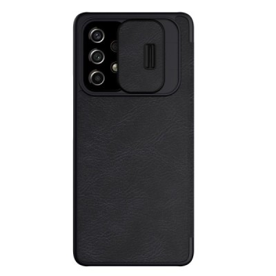 Samsung Galaxy A53 5G (SM-A536B) prabangus Nillkin Qin Pro serijos juodas odinis atverčiamas dėklas - knygutė | Priedai.lt