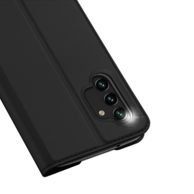 „Dux Ducis“ Skin serijos Samsung Galaxy A13 4G (SM-A135F, SM-A137F) juodas odinis atverčiamas dėklas | Priedai.lt