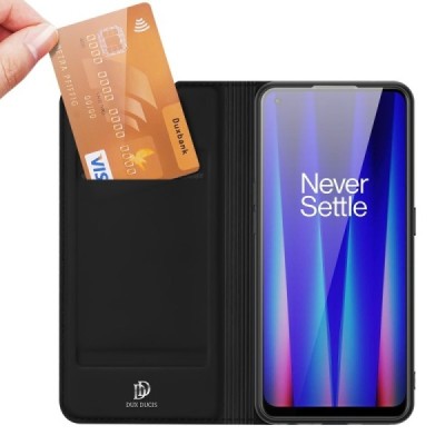 „Dux Ducis“ Skin serijos OnePlus Nord CE 2 juodas odinis atverčiamas dėklas | Priedai.lt