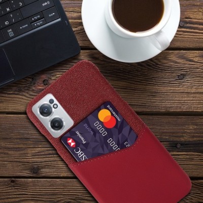 „KSQ“ Shell OnePlus Nord CE 2 raudonas odinis dėklas - nugarėlė su kišenėle kortelėms | Priedai.lt