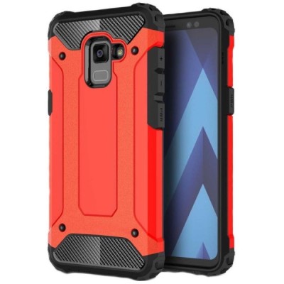 Sustiprintos apsaugos Samsung Galaxy A8 2018 (A530F) raudonas kieto silikono (TPU) ir plastiko dėklas | Priedai.lt
