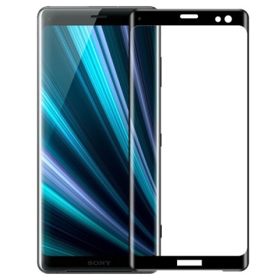 Sony Xperia XZ3 „Mofi“ 9H Tempered Glass sustiprintos apsaugos juodas pilnai dengiantis apsauginis ekrano stiklas 0,26 mm / Prie