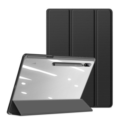 Samsung Galaxy Tab S8 Ultra 14.6" (X900, X906) „Dux Ducis“ Stylus atverčiamas juodas odinis dėklas - knygutė su vieta liestukui 