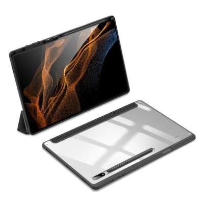 Samsung Galaxy Tab S8 Ultra 14.6" (X900, X906) „Dux Ducis“ Stylus atverčiamas juodas odinis dėklas - knygutė su vieta liestukui 