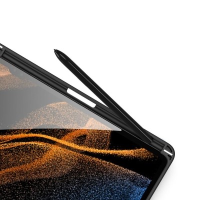 Samsung Galaxy Tab S8 Ultra 14.6" (X900, X906) „Dux Ducis“ Stylus atverčiamas juodas odinis dėklas - knygutė su vieta liestukui 