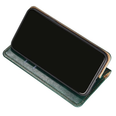 Solidus Samsung Galaxy S22 5G (SM-S901X) žalias odinis atverčiamas dėklas | Priedai.lt