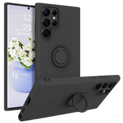 Samsung Galaxy S22 Ultra 5G (SM-S908X) „Ring“ Kickstand (TPU) juodas dėklas - nugarėlė | Priedai.lt