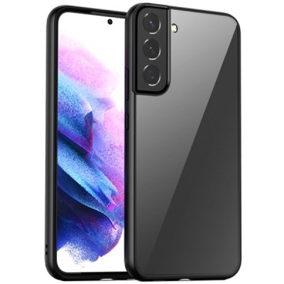 Samsung Galaxy S22 5G (SM-S901X) „IPAKY“ Slim silikoninis skaidrus permatomas dėklas su juodu rėmeliu | Priedai.lt