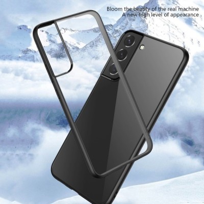 Samsung Galaxy S22 5G (SM-S901X) „IPAKY“ Slim silikoninis skaidrus permatomas dėklas su juodu rėmeliu | Priedai.lt
