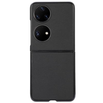 Huawei P50 Pocket Deluxe Leather juodas odinis dėklas - nugarėlė | Priedai.lt