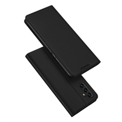 „Dux Ducis“ Skin serijos Samsung Galaxy A13 5G (A04s) juodas odinis atverčiamas dėklas | Priedai.lt