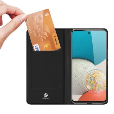„Dux Ducis“ Skin serijos Samsung Galaxy A53 5G (SM-A536B) juodas odinis atverčiamas dėklas | Priedai.lt
