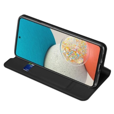 „Dux Ducis“ Skin serijos Samsung Galaxy A53 5G (SM-A536B) juodas odinis atverčiamas dėklas | Priedai.lt