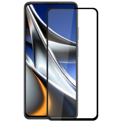 Xiaomi Poco X4 Pro „Mocolo“ 9H 2.5D Tempered Glass sustiprintos apsaugos juodas pilnai dengiantis apsauginis ekrano stiklas | Pr