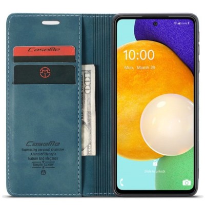 Samsung Galaxy A53 5G (SM-A536B) CaseMe Retro solidus atverčiamas žalias odinis dėklas - knygutė | Priedai.lt