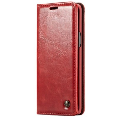 Samsung Galaxy S9+ (G965) „CaseMe“ solidus atverčiamas raudonas odinis dėklas - knygutė | Priedai.lt