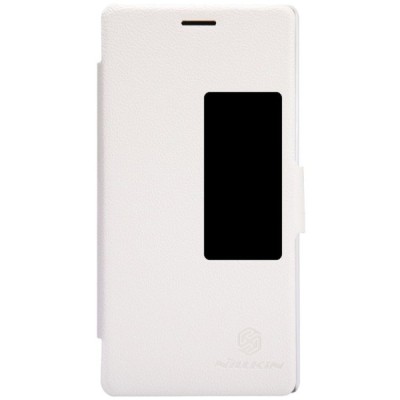 Huawei Ascend P7 baltas odinis atverčiamas Nillkin Fresh dėklas / Priedai.lt