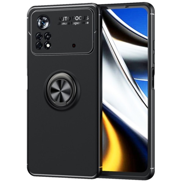 „Ring“ Kickstand (TPU) dėklas - juodas (Poco X4 Pro)