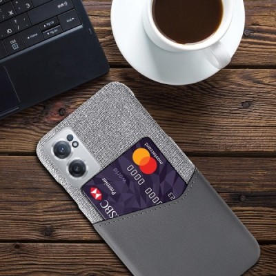 „KSQ“ Shell OnePlus Nord CE 2 pilkas odinis dėklas - nugarėlė su kišenėle kortelėms | Priedai.lt