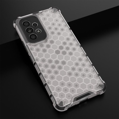Honeycomb sustiprintos apsaugos Samsung Galaxy A13 5G (A04s) skaidrus kieto silikono (TPU) ir plastiko dėklas | Priedai.lt