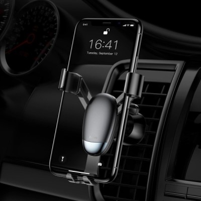 „Baseus“ Mini Gravity automobilinis telefono laikiklis (į groteles) - juodas | Priedai.lt
