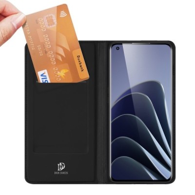 Dux Ducis Skin serijos OnePlus 10 Pro juodas odinis atverčiamas dėklas | Priedai.lt