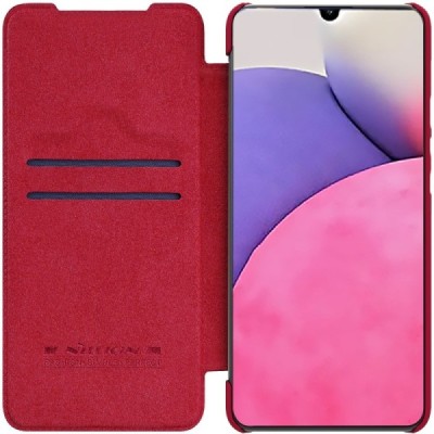 Prabangus „Nillkin“ Qin serijos raudonas odinis atverčiamas Samsung Galaxy A33 5G (SM-A336E) dėklas | Priedai.lt