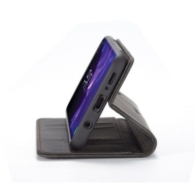 Samsung Galaxy S9+ (G965) CaseMe Retro solidus atverčiamas juodas odinis dėklas - knygutė | Priedai.lt