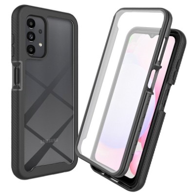 „Frame“ 360 Samsung Galaxy A13 4G (SM-A135F, SM-A137F) (skadrus) juodas kieto silikono (TPU) dėklas | Priedai.lt