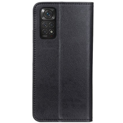 Xiaomi Redmi Note 11 4G Solidus juodas odinis atverčiamas dėklas - knygutė | Priedai.lt