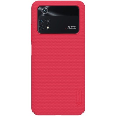 Nillkin Frosted Shield Xiaomi Poco M4 Pro 4G raudonas plastikinis dėklas | Priedai.lt