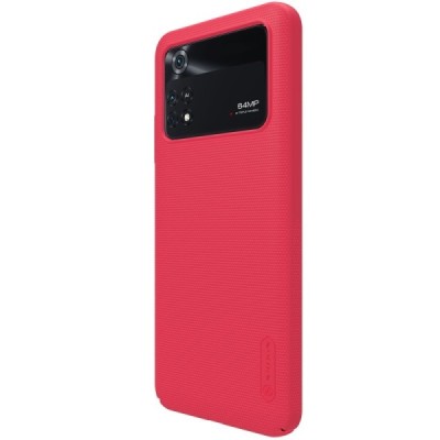 Nillkin Frosted Shield Xiaomi Poco M4 Pro 4G raudonas plastikinis dėklas | Priedai.lt