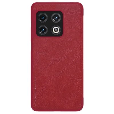 Prabangus „Nillkin“ Qin serijos raudonas odinis atverčiamas OnePlus 10 Pro dėklas | Priedai.lt