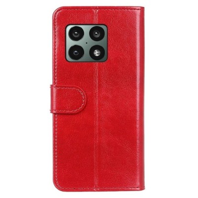 OnePlus 10 Pro atverčiamas raudonas odinis dėklas - piniginė | Priedai.lt