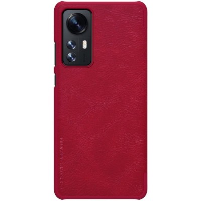 Prabangus „Nillkin“ Qin serijos raudonas odinis atverčiamas Xiaomi 12 (Xiaomi 12X) dėklas | Priedai.lt