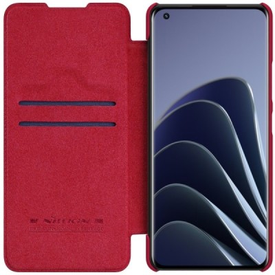 Prabangus „Nillkin“ Qin serijos raudonas odinis atverčiamas Xiaomi 12 (Xiaomi 12X) dėklas | Priedai.lt