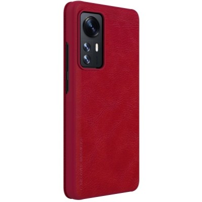 Prabangus „Nillkin“ Qin serijos raudonas odinis atverčiamas Xiaomi 12 (Xiaomi 12X) dėklas | Priedai.lt