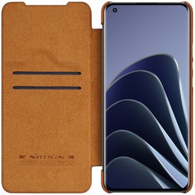 Prabangus „Nillkin“ Qin serijos rudas odinis atverčiamas Xiaomi 12 (Xiaomi 12X) dėklas | Priedai.lt