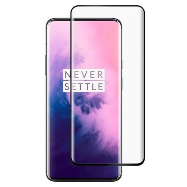 „Premium“ Tempered Glass pilnai dengiantis apsauginis ekrano stiklas 0.2 mm - juodas (OnePlus 7 Pro / 7T Pro)