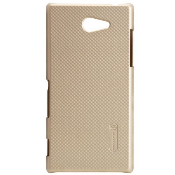 „Nillkin“ Frosted Shield dėklas - šampaninis + apsauginė ekrano plėvelė (Xperia M2)