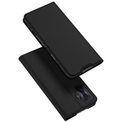 Dux Ducis Skin serijos Xiaomi Poco F4 GT juodas odinis atverčiamas dėklas | Priedai.lt