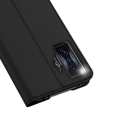 Dux Ducis Skin serijos Xiaomi Poco F4 GT juodas odinis atverčiamas dėklas | Priedai.lt