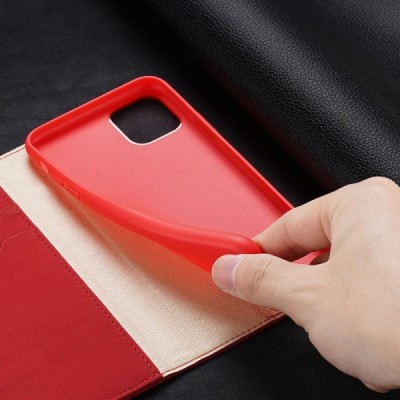 „Dux Ducis“ Wish serijos Apple iPhone 11 raudonas odinis atverčiamas dėklas | Priedai.lt