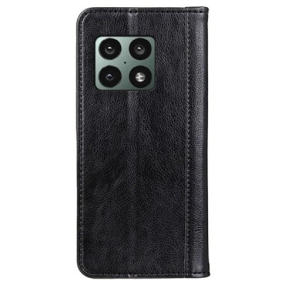 OnePlus 10 Pro juodas odinis atverčiamas dėklas - knygutė su magnetu | Priedai.lt