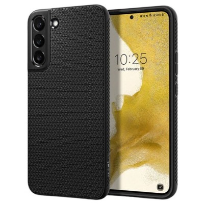 „Spigen“ Liquid Air Samsung Galaxy S22+ 5G (SM-S906X) juodas kieto silikono dėklas | Priedai.lt