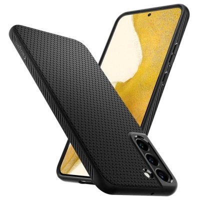 „Spigen“ Liquid Air Samsung Galaxy S22+ 5G (SM-S906X) juodas kieto silikono dėklas | Priedai.lt