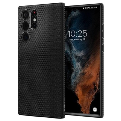 „Spigen“ Liquid Air Samsung Galaxy S22 Ultra 5G (SM-S908X) juodas kieto silikono dėklas | Priedai.lt