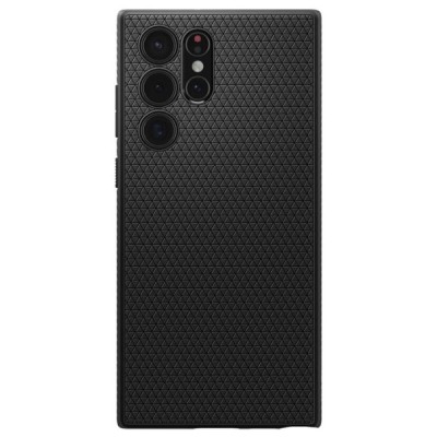 „Spigen“ Liquid Air Samsung Galaxy S22 Ultra 5G (SM-S908X) juodas kieto silikono dėklas | Priedai.lt