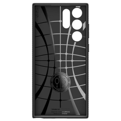 „Spigen“ Liquid Air Samsung Galaxy S22 Ultra 5G (SM-S908X) juodas kieto silikono dėklas | Priedai.lt