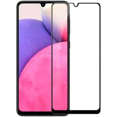 Samsung Galaxy A33 5G (SM-A336E) „Amorus“ sustiprintos apsaugos juodas pilnai dengiantis apsauginis ekrano stiklas | Priedai.lt